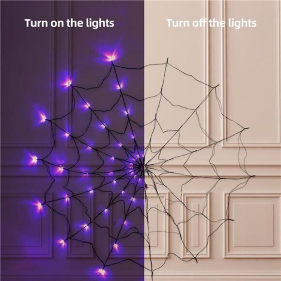 84 LED-5FT Diameter Halloween Decorations Outdoor Spider Web Halloween Lights - Picture 2 of 8